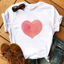 Load image into Gallery viewer, Maycaur Red Heart Butterfly Print Women Tshirt Fashion Casual O Neck Female T Shirt 90s Lady Yong Girl New Valentine's Day Gifts