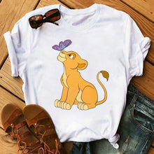 Load image into Gallery viewer, Maycaur T-shirt Women 2020 Summer Fashion Cartoon Lion King Pocket Print Tshirts Harajuku Casual Short Sleeve Tshirt Female Tops
