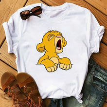 Load image into Gallery viewer, Maycaur T-shirt Women 2020 Summer Fashion Cartoon Lion King Pocket Print Tshirts Harajuku Casual Short Sleeve Tshirt Female Tops