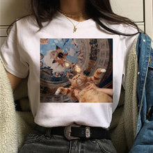 Load image into Gallery viewer, Cat Van Gogh T Shirt Women Art Print Aesthetic Tshirt 90s Cartoon T-Shirt Oversize Shirts Ulzzang Casual Female Clothes Tops Tee