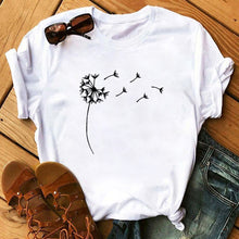 Load image into Gallery viewer, Female T-shirt Romantic Heart Shaped Flowers Vogue Kawaii Harajuku T-Shirt Women Summer Casual Tshirts Korean Style Graphic Tops
