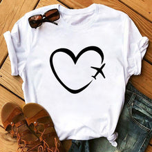 Load image into Gallery viewer, Female T-shirt Romantic Heart Shaped Flowers Vogue Kawaii Harajuku T-Shirt Women Summer Casual Tshirts Korean Style Graphic Tops