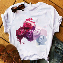 Load image into Gallery viewer, Women T Shirts Casual Harajuku Graphic Tee 3D Finger Nail Paint Color Print Woman Tshirt Summer Female T Shirt for Women Clothes