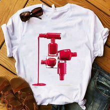 Load image into Gallery viewer, Women T Shirts Casual Harajuku Graphic Tee 3D Finger Nail Paint Color Print Woman Tshirt Summer Female T Shirt for Women Clothes