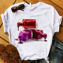 Load image into Gallery viewer, Women T Shirts Casual Harajuku Graphic Tee 3D Finger Nail Paint Color Print Woman Tshirt Summer Female T Shirt for Women Clothes