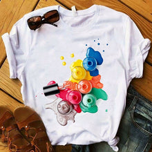 Load image into Gallery viewer, Women T Shirts Casual Harajuku Graphic Tee 3D Finger Nail Paint Color Print Woman Tshirt Summer Female T Shirt for Women Clothes