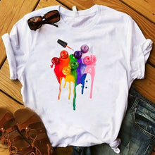 Load image into Gallery viewer, Women T Shirts Casual Harajuku Graphic Tee 3D Finger Nail Paint Color Print Woman Tshirt Summer Female T Shirt for Women Clothes