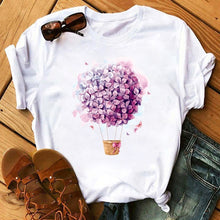Load image into Gallery viewer, Maycaur Red Heart Butterfly Print Women Tshirt Fashion Casual O Neck Female T Shirt 90s Lady Yong Girl New Valentine's Day Gifts

