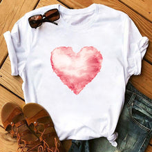 Load image into Gallery viewer, Maycaur Red Heart Butterfly Print Women Tshirt Fashion Casual O Neck Female T Shirt 90s Lady Yong Girl New Valentine's Day Gifts
