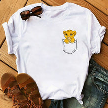 Load image into Gallery viewer, Maycaur T-shirt Women 2020 Summer Fashion Cartoon Lion King Pocket Print Tshirts Harajuku Casual Short Sleeve Tshirt Female Tops

