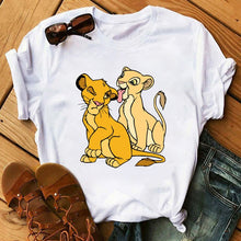 Load image into Gallery viewer, Maycaur T-shirt Women 2020 Summer Fashion Cartoon Lion King Pocket Print Tshirts Harajuku Casual Short Sleeve Tshirt Female Tops
