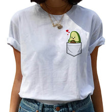 Load image into Gallery viewer, Women T-shirts Fashion Avocado Harajuku Kawaii Cartoon T-Shirt Women Small Female T-shirt 90s Graphic Tops Tshirt Vintage Tshirt

