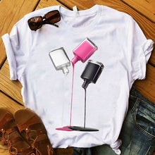 Load image into Gallery viewer, Women T Shirts Casual Harajuku Graphic Tee 3D Finger Nail Paint Color Print Woman Tshirt Summer Female T Shirt for Women Clothes

