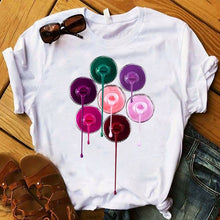 Load image into Gallery viewer, Women T Shirts Casual Harajuku Graphic Tee 3D Finger Nail Paint Color Print Woman Tshirt Summer Female T Shirt for Women Clothes
