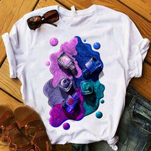 Load image into Gallery viewer, Women T Shirts Casual Harajuku Graphic Tee 3D Finger Nail Paint Color Print Woman Tshirt Summer Female T Shirt for Women Clothes
