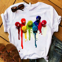 Load image into Gallery viewer, Women T Shirts Casual Harajuku Graphic Tee 3D Finger Nail Paint Color Print Woman Tshirt Summer Female T Shirt for Women Clothes
