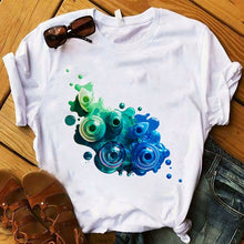 Load image into Gallery viewer, Women T Shirts Casual Harajuku Graphic Tee 3D Finger Nail Paint Color Print Woman Tshirt Summer Female T Shirt for Women Clothes
