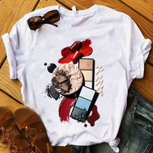 Load image into Gallery viewer, Women T Shirts Casual Harajuku Graphic Tee 3D Finger Nail Paint Color Print Woman Tshirt Summer Female T Shirt for Women Clothes
