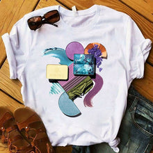 Load image into Gallery viewer, Women T Shirts Casual Harajuku Graphic Tee 3D Finger Nail Paint Color Print Woman Tshirt Summer Female T Shirt for Women Clothes
