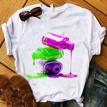 Load image into Gallery viewer, Women T Shirts Casual Harajuku Graphic Tee 3D Finger Nail Paint Color Print Woman Tshirt Summer Female T Shirt for Women Clothes
