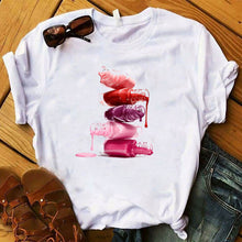 Load image into Gallery viewer, Women T Shirts Casual Harajuku Graphic Tee 3D Finger Nail Paint Color Print Woman Tshirt Summer Female T Shirt for Women Clothes
